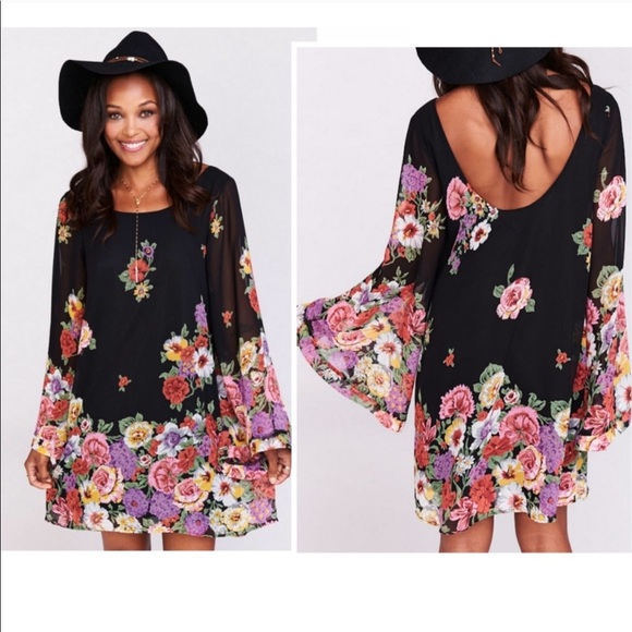 NWT SMYM MuMu Bombshell Dress Mini in Falling Floral Babydoll Flowy Small - Picture 2 of 11